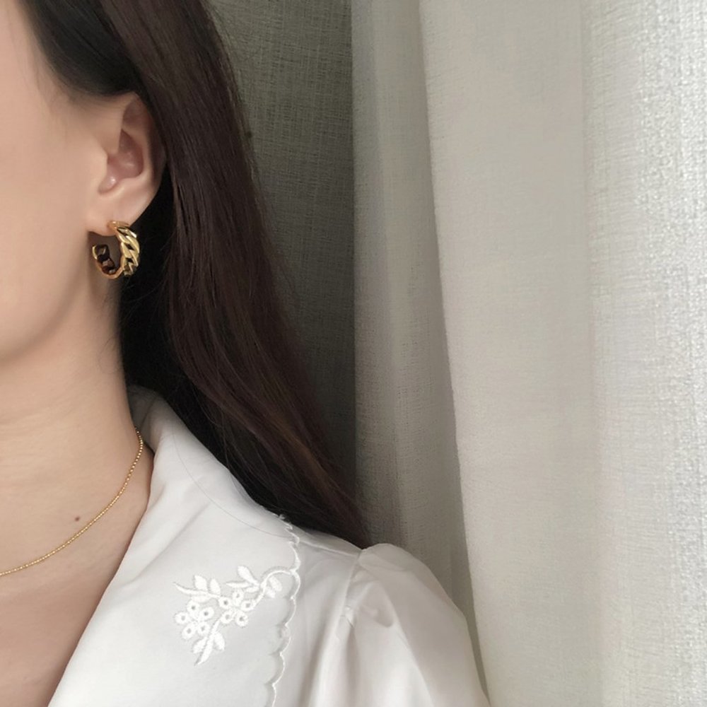 NEW 18K Gold Plated Braided Round Hoop Earrings 0 - Picture 7 of 10